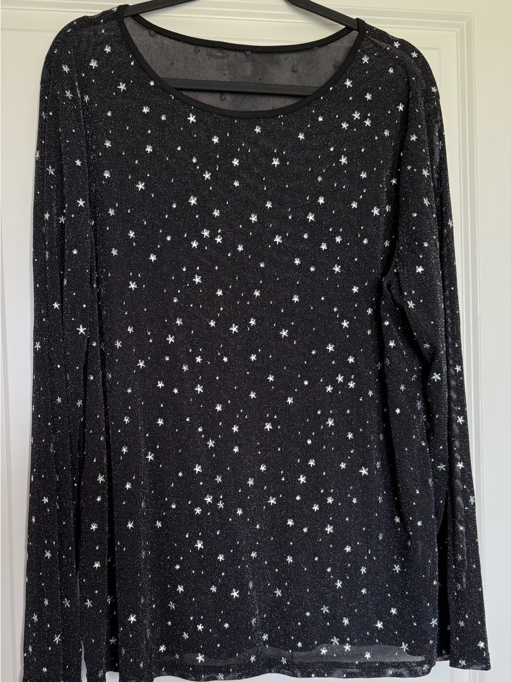 Black Star Print Long Sleeve Top
